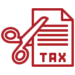 a red line icon of a tax form being cut